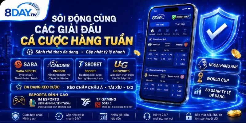 Home 20 Sảnh thể thao 8DAY đa dạng kèo cược và cập nhật nhanh